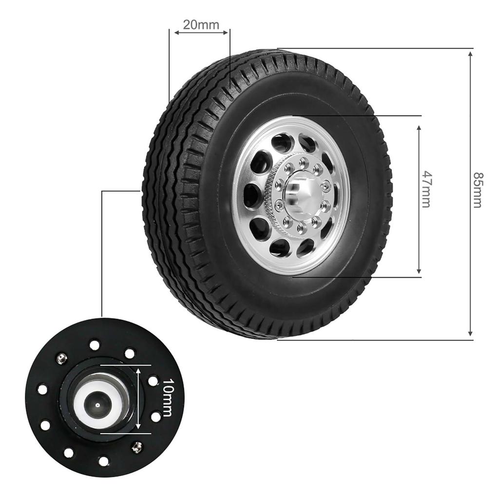 2pcs Trailer Front Wheels with 10 Spokes Aluminum Alloy Hubs for 1 14 Tamiya Tractor Truck RC Climber Trailer
