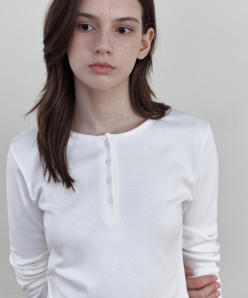 WEDNESDAYOASISFORWOMEN Haze Henley Neck T-Shirt_Ivory(Wb6Tp51)