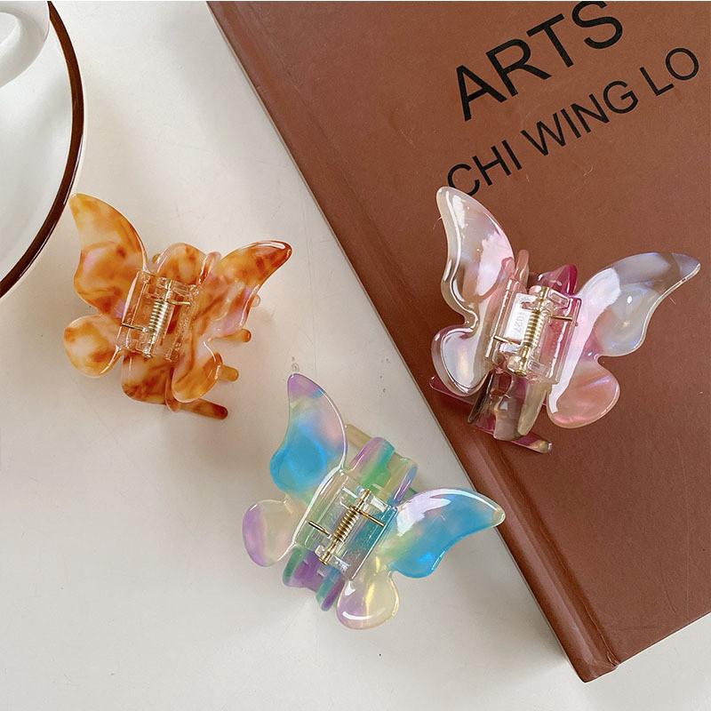 Exquisite Handmade Butterfly Hair Claw Clip With Colorful Patterns For Women