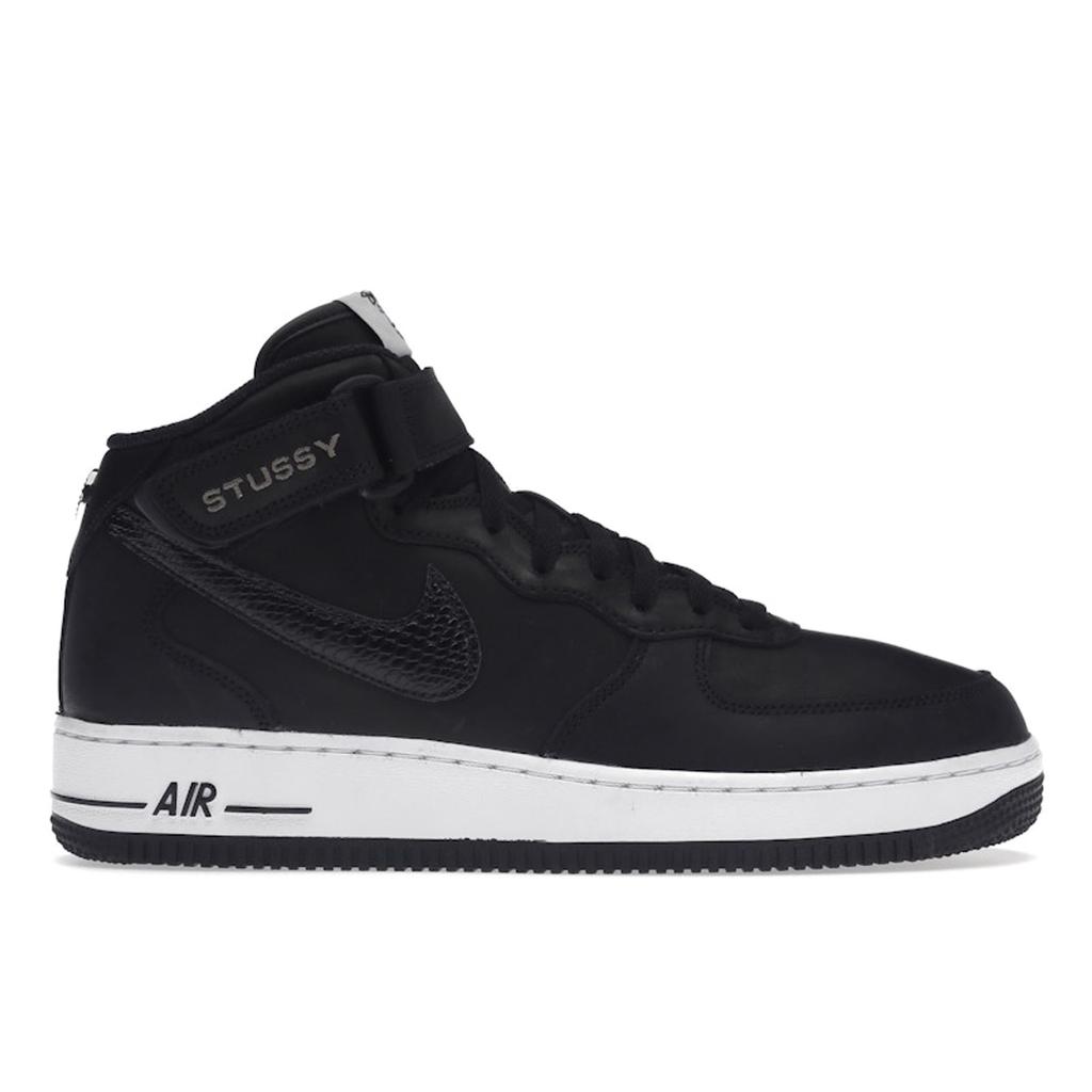 Stussy x Nike Air Force 1 Mid Černá hadí kůže Unisex Tenisky DJ7840-001