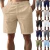 Herren Leinen-Shorts Klassische Passform mit Knopfverschluss und Gürtelschlaufen Leichtes atmungsaktives Gewebe Lässiger Stil für den täglichen Gebrauch