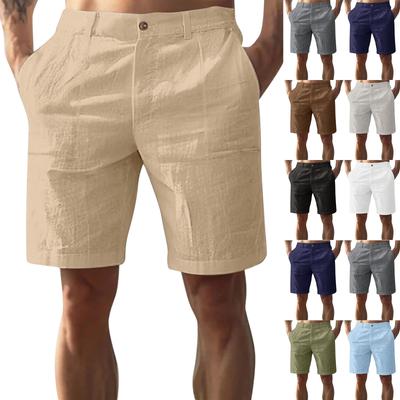 Men’s Linen Shorts Relaxed Fit Lightweight Breathable Fabric Flat Front Design with Button Closure and Belt Loops for Daily Wear