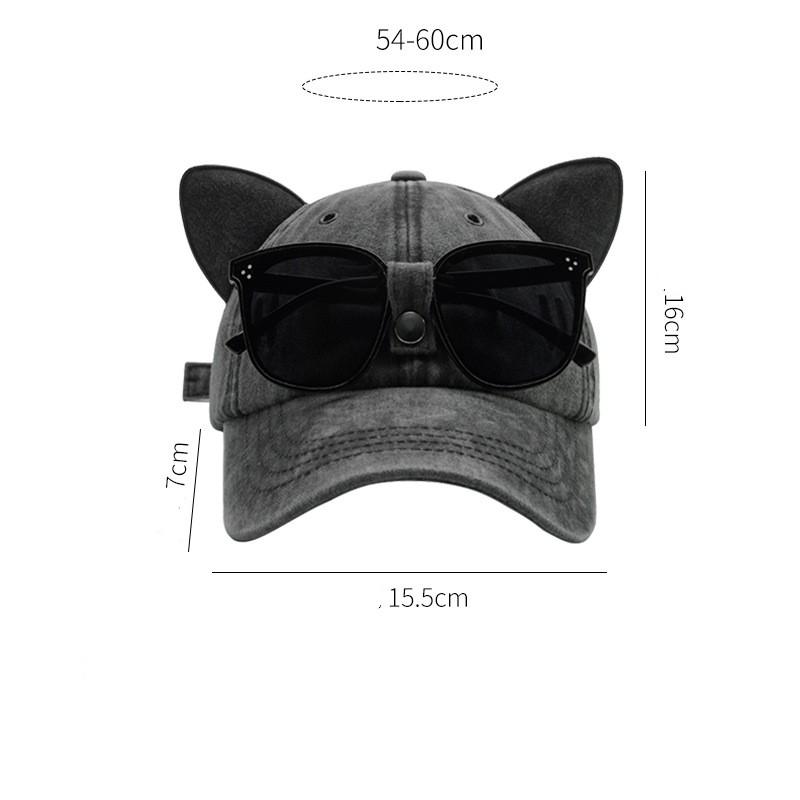 Cat Ears Aviator Glasses Baseball Cap Sunglasses Ductongue Cap Washed Bacto The Cap Street Hiphop Cap Sunscreen Sun Hat