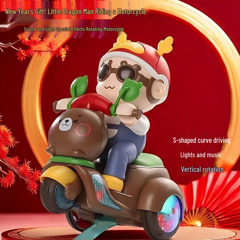 Rechargeable Rotating Stunt Motorcycle Tricycle – Electric Riding Toy for Kids