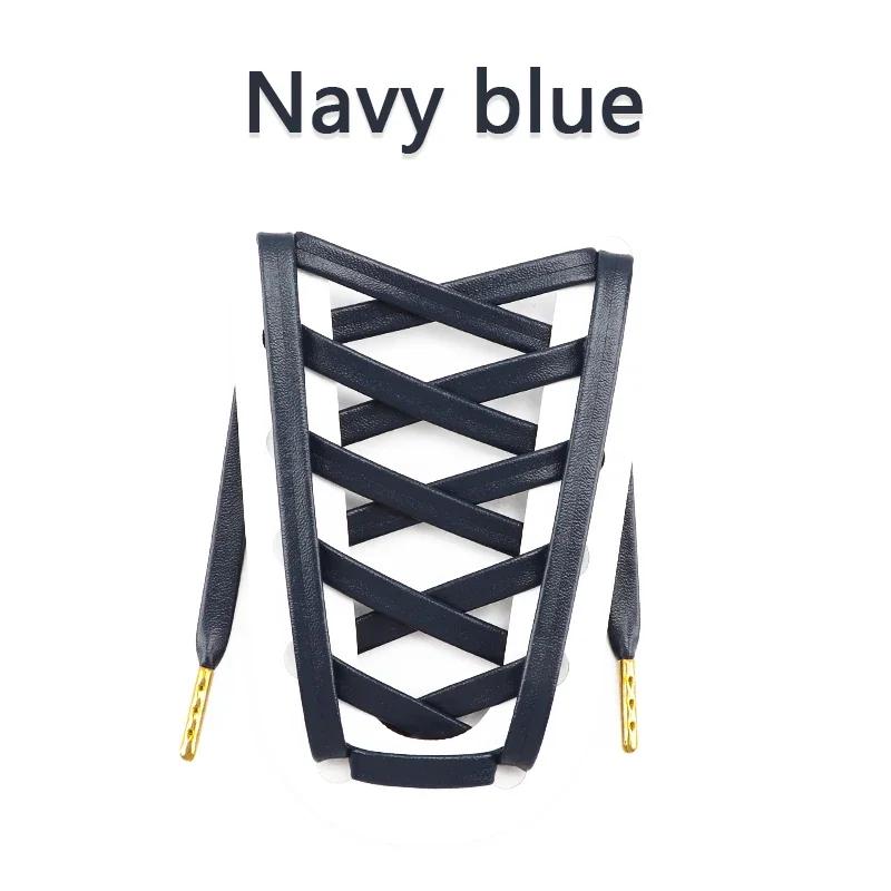 Luxury Faux PU Leather Shoelaces Gold Silver Flat Rope Shoelace Metal HeadSneakers Casual Shoes Laces 80/100/120/140/160cm 1Pair