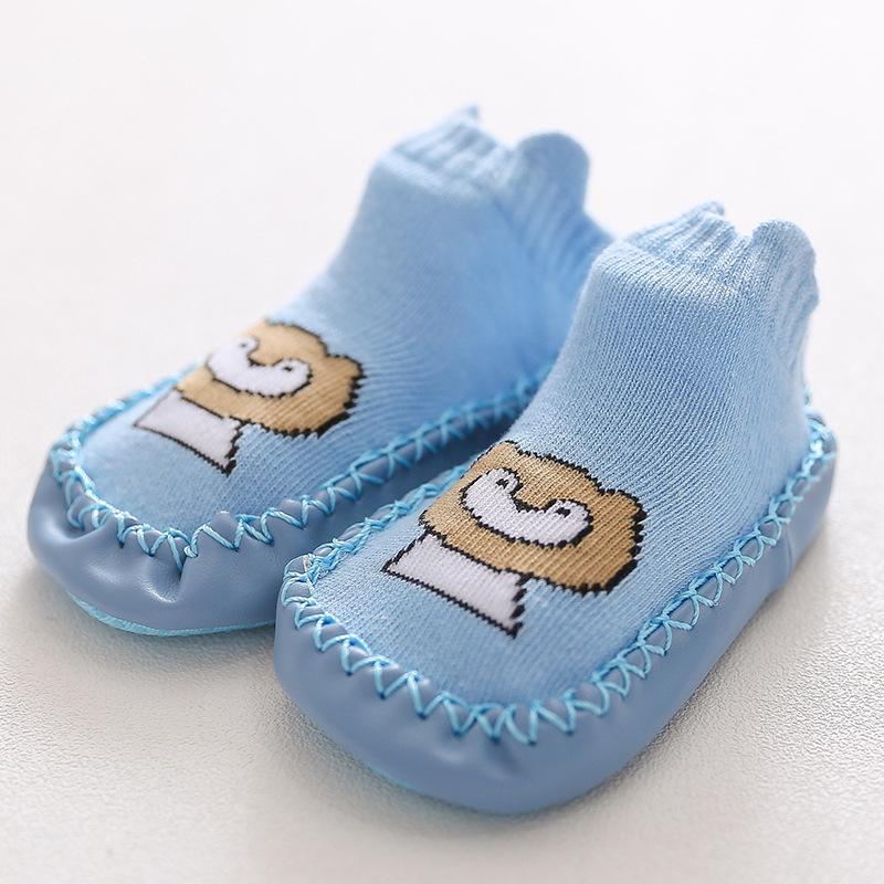 Children's Cartoon Fox Non-Slip Leather Toddler Socks Shoes