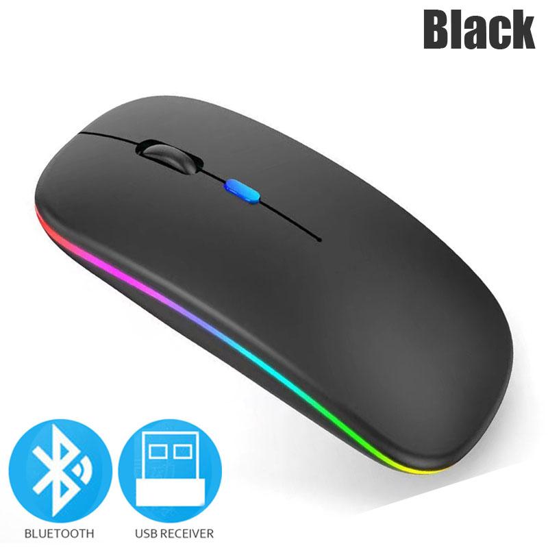 Souris Sans Fil Bluetooth 5.0 Avec Lumière RGB Rechargeable par USB Pour Ordinateur Portable PC Macbook Souris Gaming 2.4GHz 1600DPI