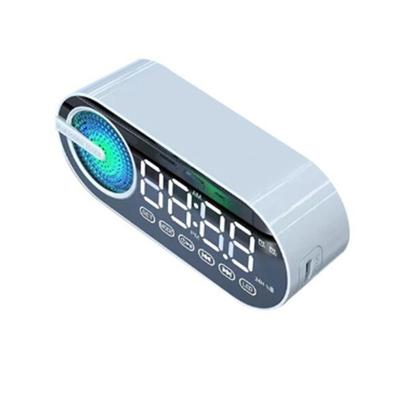 Subwoofer Silencioso Despertador Digital Rádio Sem Fio Display LED Espelho Relógio Alto-falante Universal