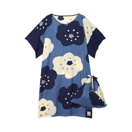 

[Wacoal] RNT217 Room Wear SOU/SOU Dress M-L 100% Cotton 6/4 Sleeves with Raku Bag Women s Nightgown