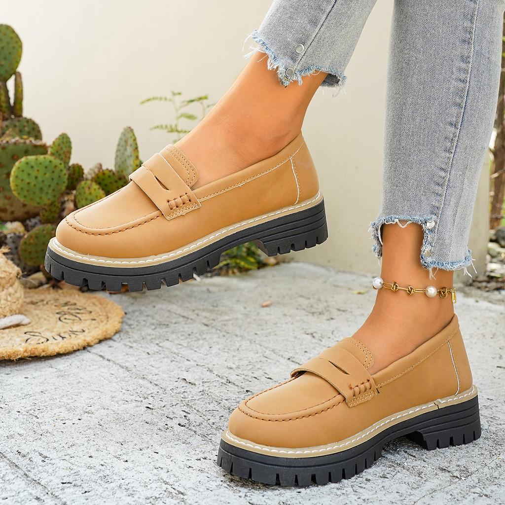 *Spring Autumn Hot Selling Comfortable Thick Soled Casual Shoes for Women's Fashion New Round Headed Elegant Work Single Shoes