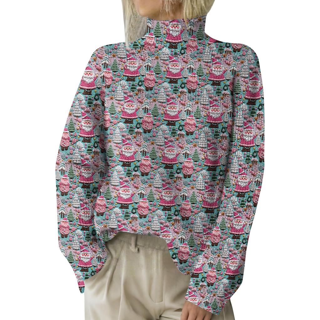 Christmas Sweatshirts For Women Knit Sweater Cute Shirt Fall Turtleneck Pullover Tops