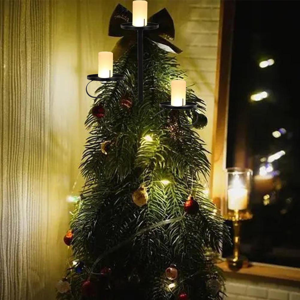 Christmas Tray Decoration Black Triple Tree Decoration Black Triple Tree Decoration Candelabra Tree Topper For Christmas S7Q3