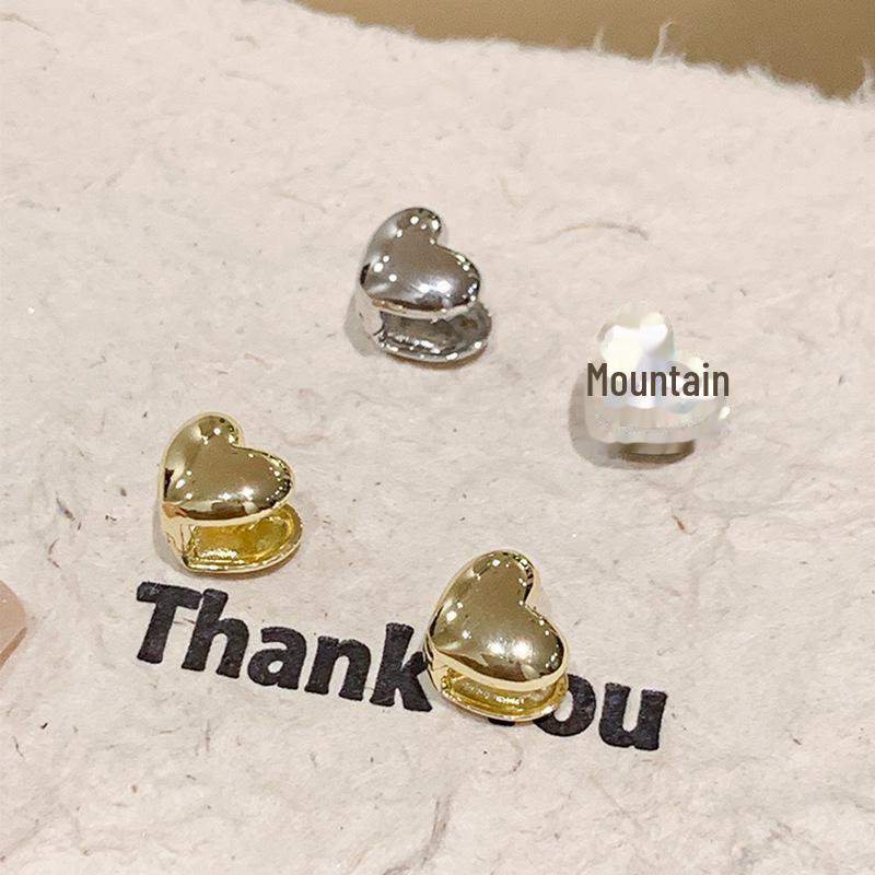 Elegant Double-Sided Love Heart Earrings for Women - Glossy Peach Design with a Fairy-Tale Touch