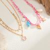 Holiday Wind Ceramic Small Fish Starfish Shell Necklace, Creative Love Woven Rope Collarbone Necklace