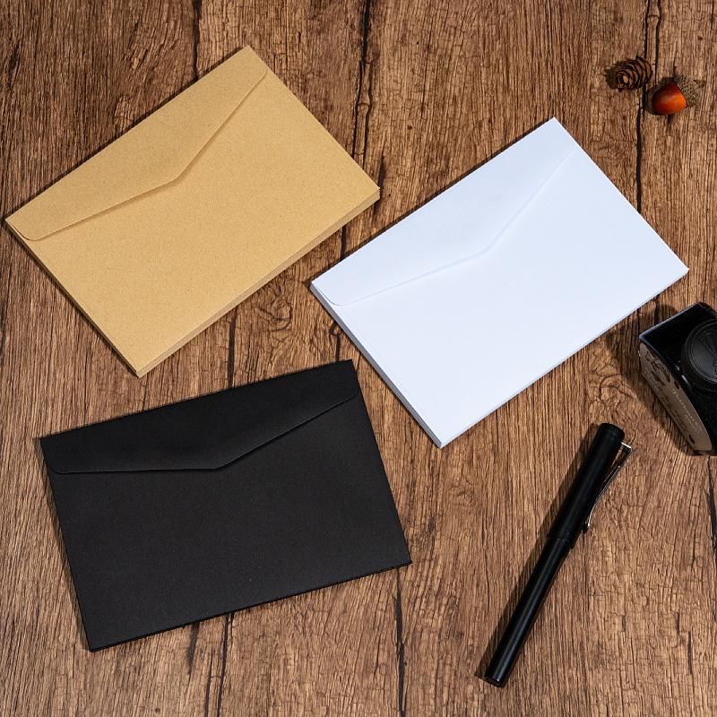 10Pcs European Blank Retro Kraft Paper Envelope 22 * 11cm Self-adhesive White Kraft Paper Envelope Bag
