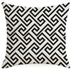 Modern Simple Black And White Pillow Living Room Sofa Bedroom Backrest Single Side Linen Abstract Striped Plaid Pillow Quality