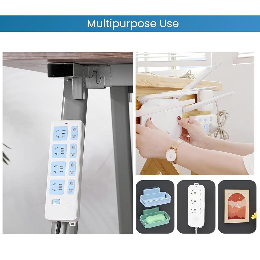 Stainless Steel Double-Sided Self Adhesive Male/Female Wall Hooks-Heavy-Duty,No-Drill,Transparent Sticker Hooks for Hanging Socket Box,