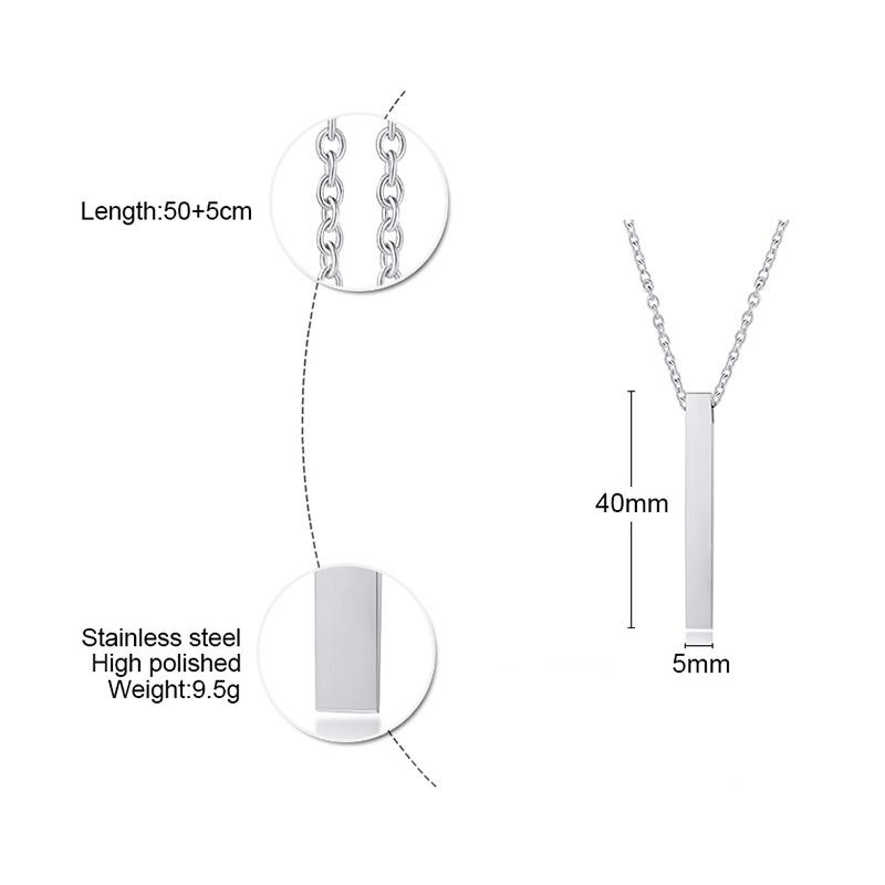 Custom Lange Verticale Staaf Ketting voor Vrouwen Mannen Graveer Gepersonaliseerde Naam Initiaal Hanger Roestvrij Staal Inspiratie Cadeaus