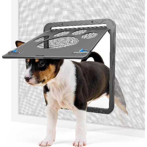 Petleso Dog Screen Door, Pet Screen Door Lockable Doggie Door for Screen Easy tall Pet Door for Doggy and Cat, Inner Size 8.25"×10.5" etleso