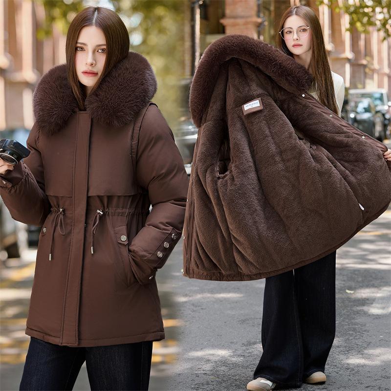 Pie overcomes women's fleece live sleeves, winter new thickened waist and thin down cotton clothes, cotton-padded clothes and women's jackets