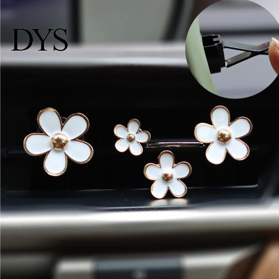 Car Aromatherapy Clip 4Pcs Flower Air Freshener Vent Mount Long Lasting Fragrance Alloy Outlet Odor Removal Type Automotive Diffuser Accessories