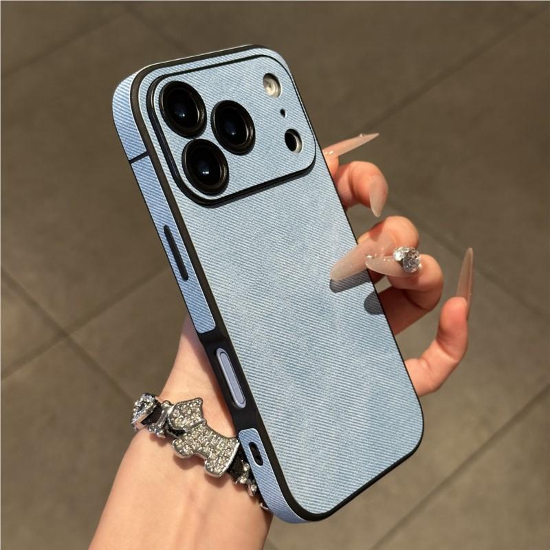 Echte Leder Handyhülle für iPhone 17 Air 16 15 14 Plus 13 12 11 Pro Max Weicher Silikon-Stoßfänger Matte Stoßfeste Abdeckung