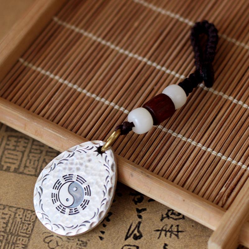 

Подвеска Тай Цзи Багуа из стерлингового серебра - S999 чистое серебро, унисекс, в ретро-стиле