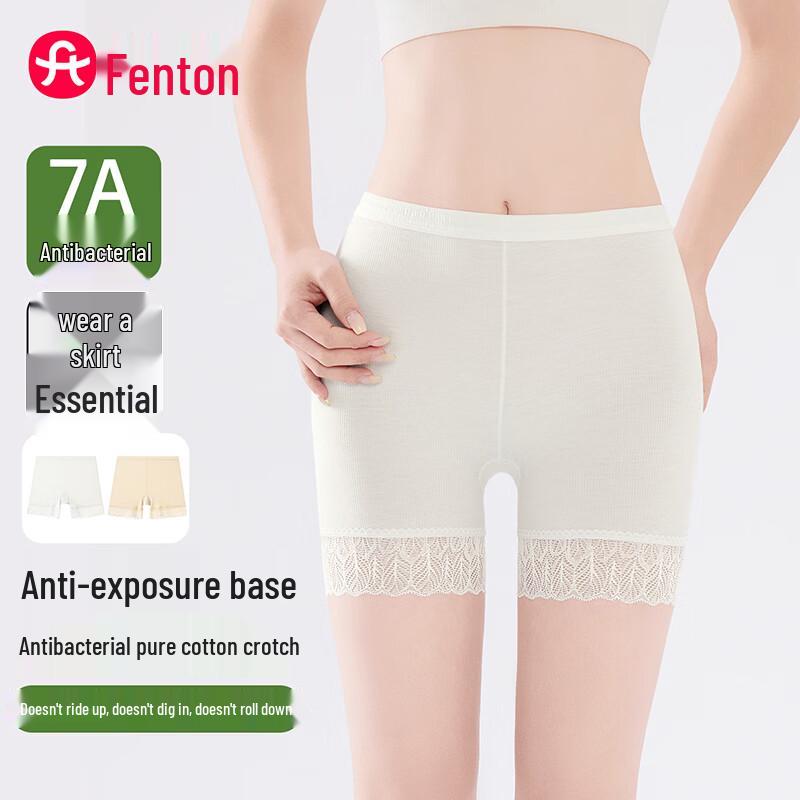 Fenteng Women s 7A Antibacterial Lace Safety Shorts 2-Pack M