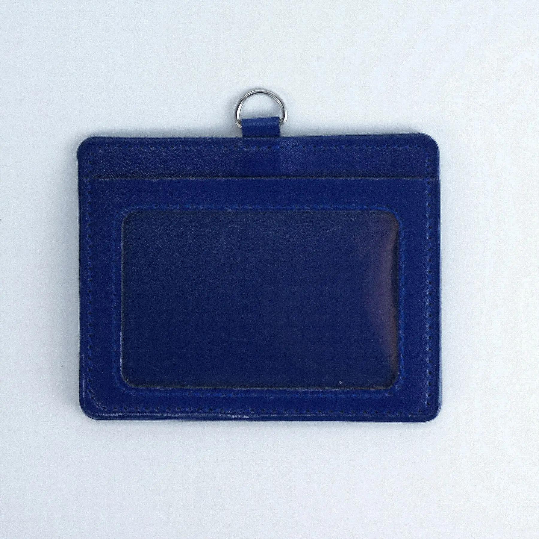 

PU Leather ID Card Holder Horizon Style Student ID Pass Cover School Office Exhibition Badge Holder Porta Credencial Id Card темно-синий