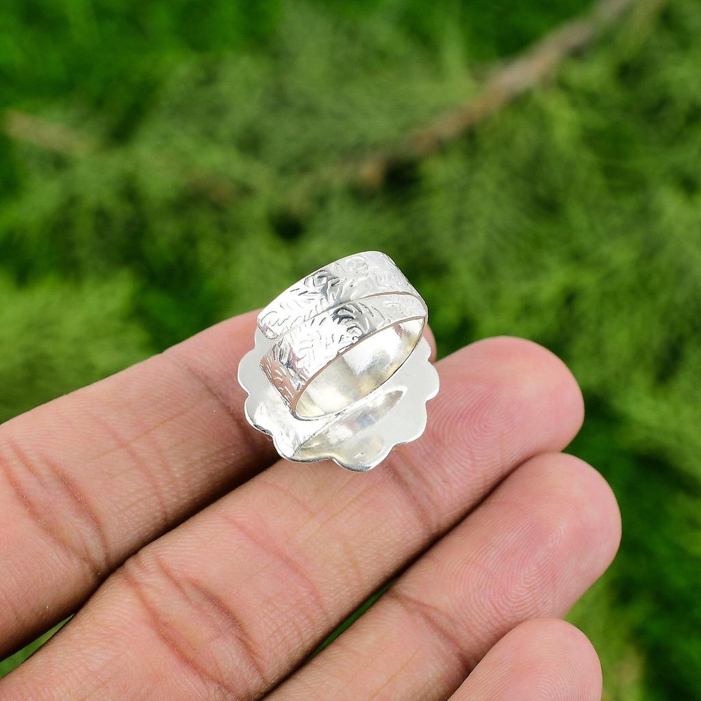 Natural African Amethyst Gemstone 925 Silver Stackable Adjustable Ring For Girls