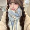 Milky Beige Plaid Thickened Scarf: Korean Style for Winter 2025