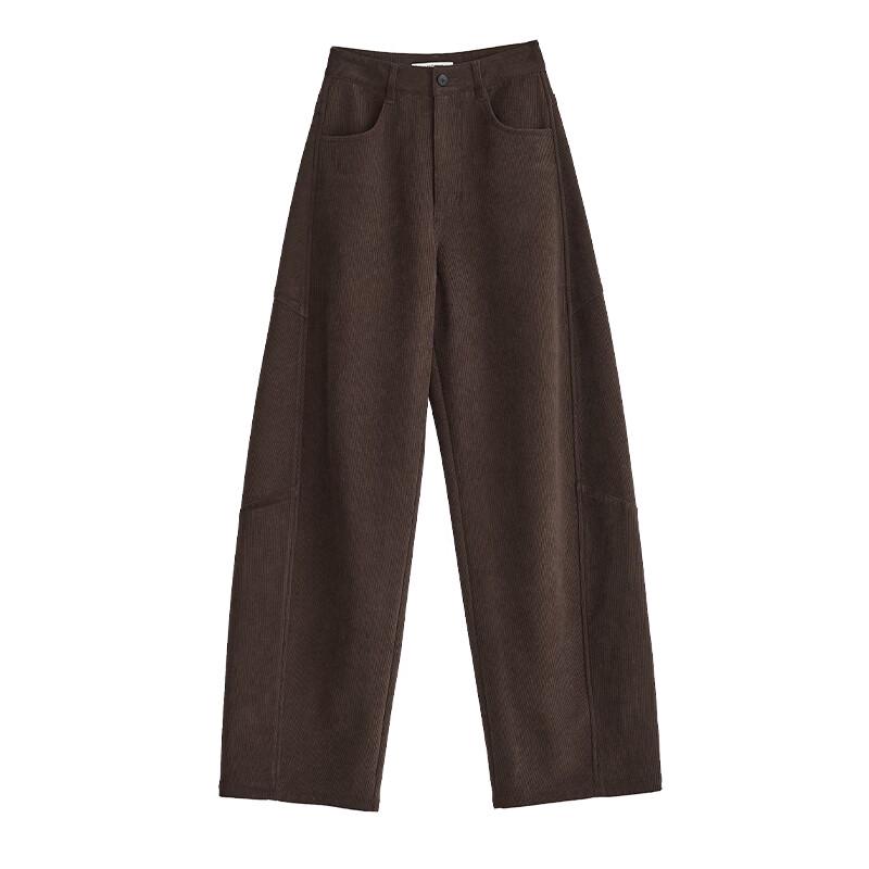 FAESSLIN Women's Retro Corduroy Wide-Leg Curved Trousers