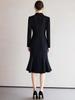 2025 Spring Hepburn Style Women's Black Fishtail Suit Dress: Elegant and Professional