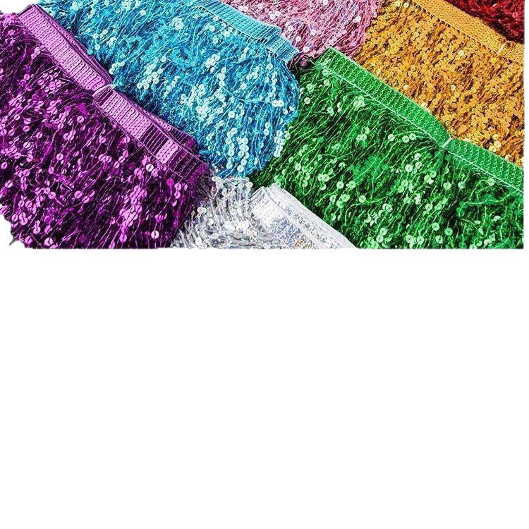 7mm Sequin Tassel Lace for Dance Costumes - 16cm, Autumn/Winter Style