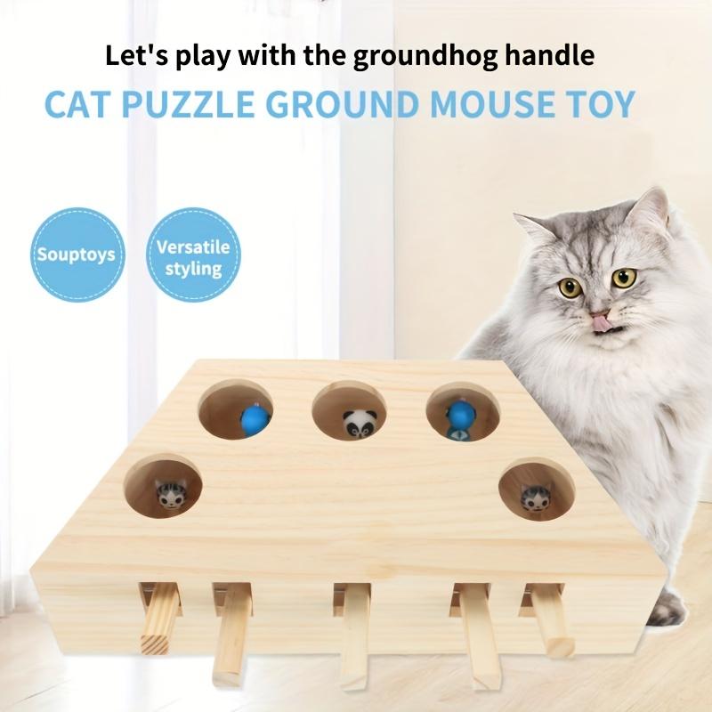 Entertain and Stimulate Your Cat with Our Interactive Wooden Catch Mice Game – Perfect PET-Tential for Educated Felines!