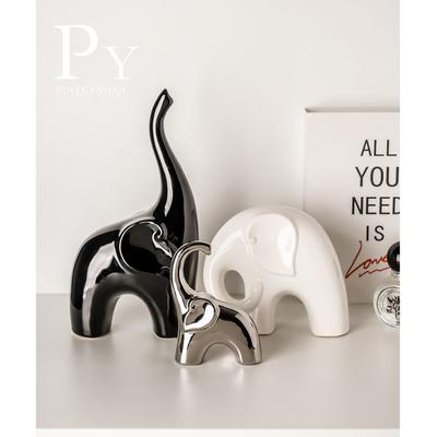Porcelain Elephant Statue, Minimalist Animal Sculpture for Living Room, Luxury Home Decor, TV Cabinet & Bar Showpiece