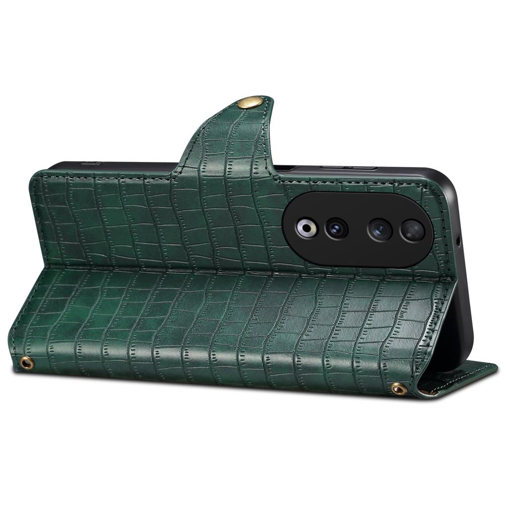 Wallet Phone Cover for Honor 90 Leather Case with Folding Stand Crocodile Texture