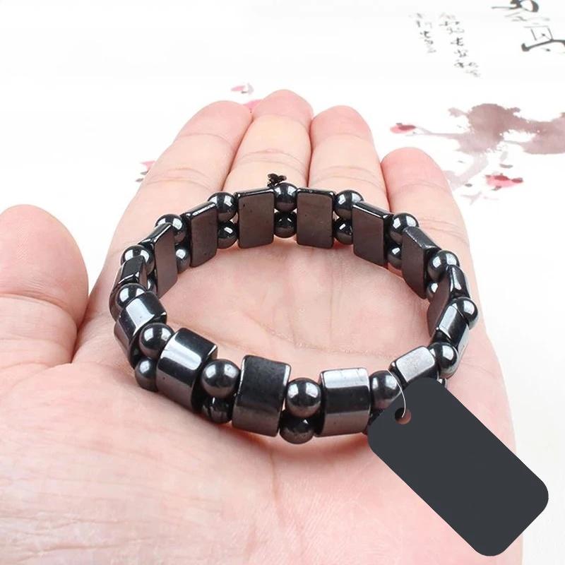 Classical Hematite Energy Beaded Elastic Magnetic Therapy Health Care Loss Weight Bracelets Slimming Health Care for Men Women