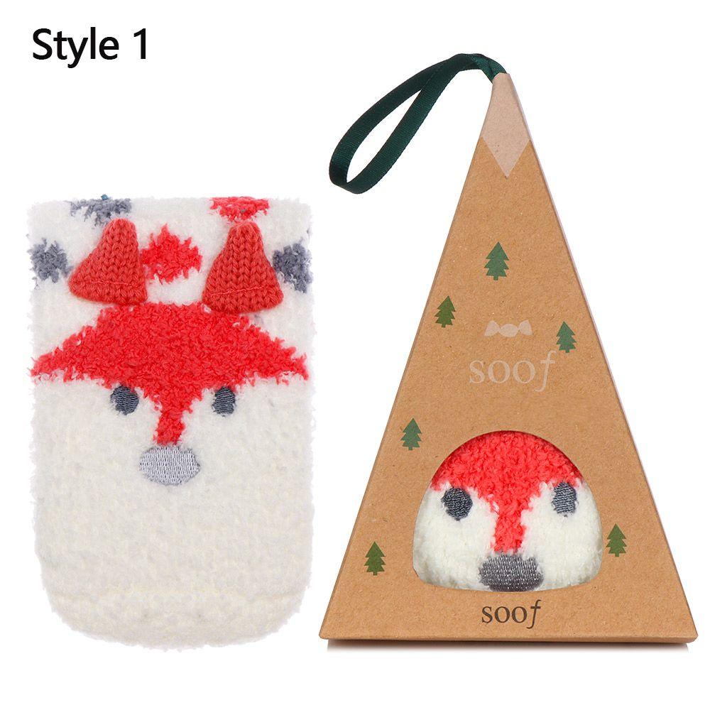3D Fluffy Adult Winter Warm Gift Sox with Box Floor Stocking Christmas Socks Coral Feece Sock
