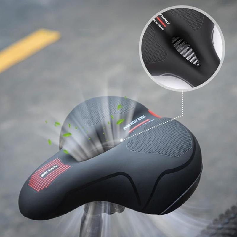 Bicycle Saddle Hollow Breathable Bike Seat MTB Road Bike Saddle Shock Absorbing Comfortable Big Butt Bike Seat Safety Warning
