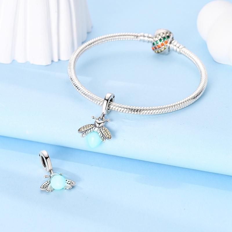 Fit Original Bracelet Copper Flowing Firefly Pendants Charms Beads For Women Jewelry Making Gift