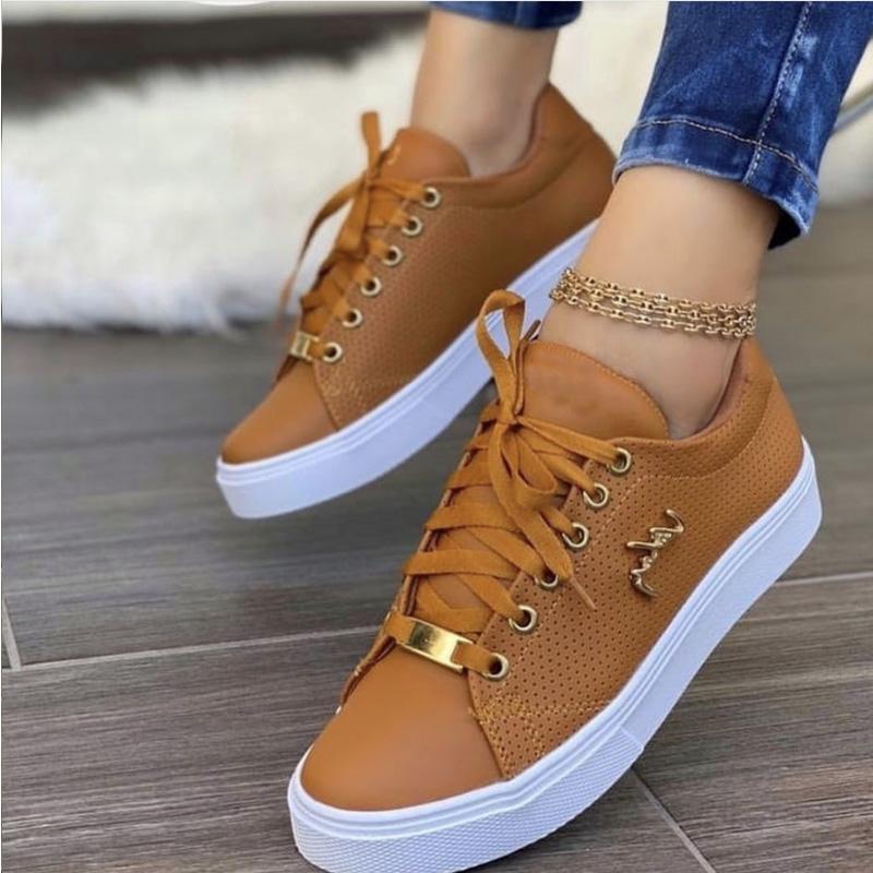 Fashion Fashion Flat Lace Up Outdoor Walking Sport Plus Size 43 Women Comfortable Shoes Women Fashion Retro New 2025 Casual Sneakers