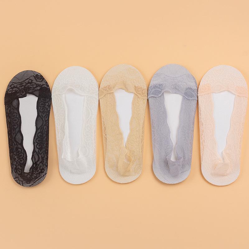 Women's Japanese Style Non-Slip Lace Boat Socks - Pure Cotton, Summer Thin, Invisible Shallow Mouth Socks