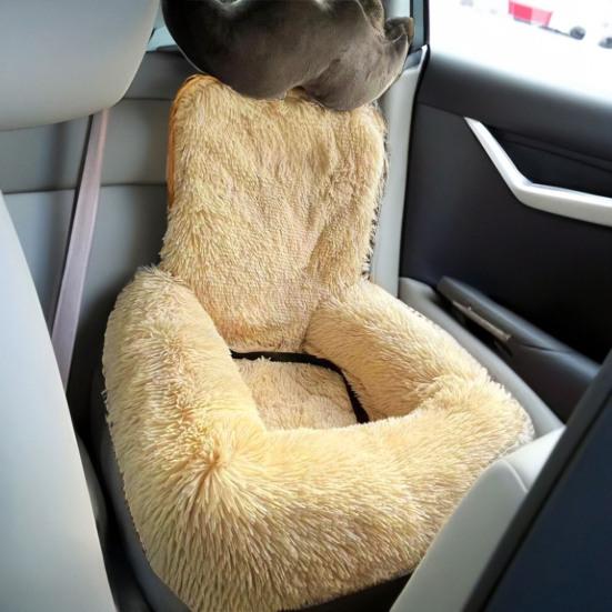 Dog Car Seat Soft Washable Pet Booster Car Seat with Safety Leash Plush Velvet Puppy Car Travel Carrier Bed for Small Medium Large Dogs