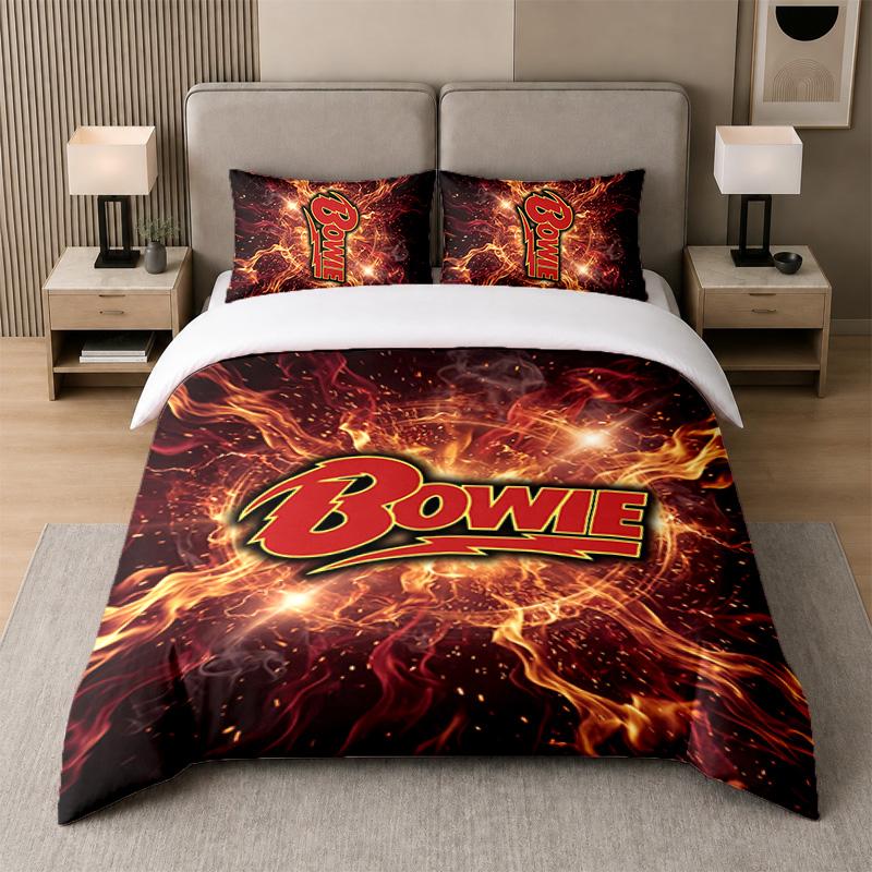 3Pcs Bedding SetDavid Bowie Soft Bed Sheet and Two Pillowcases Home Bedroom Decor