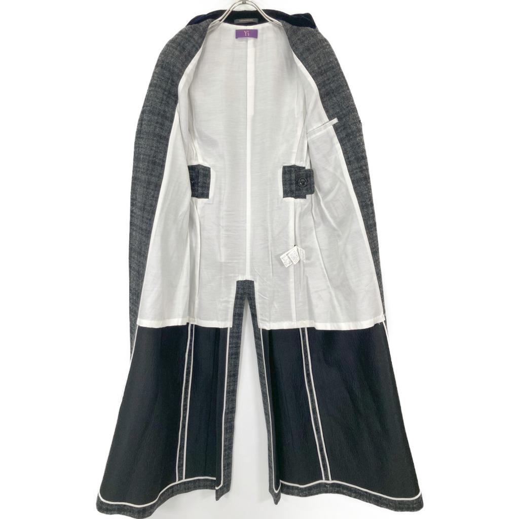Y's Pink [TAKESHI KOSAKA by] YR-C40-137 Grey double-breasted peak lapel coat coat 1 grayUsed