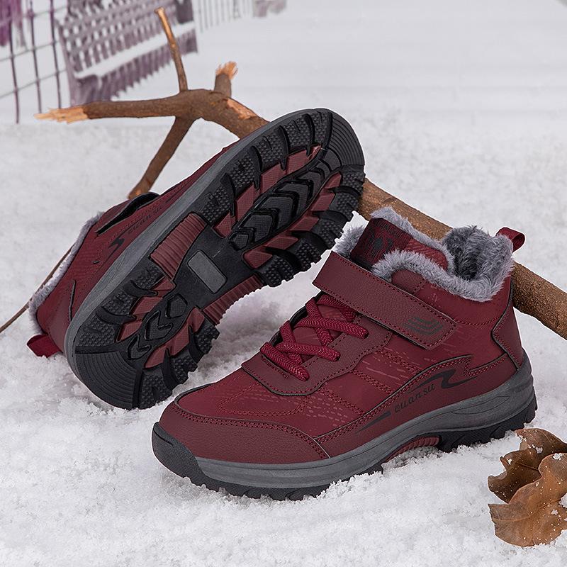 Winter Velvet Thickened Warm Non-slip Outdoor Cotton Shoes Casual High-top Walking Shoes Anti-splashing Mother Shoes