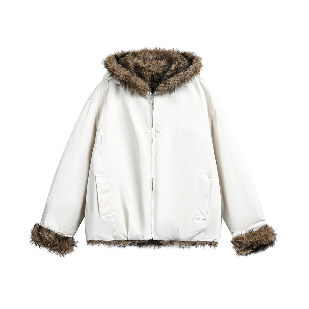 Unisex American Retro Fur Collar Thickened Winter Workwear Jacket