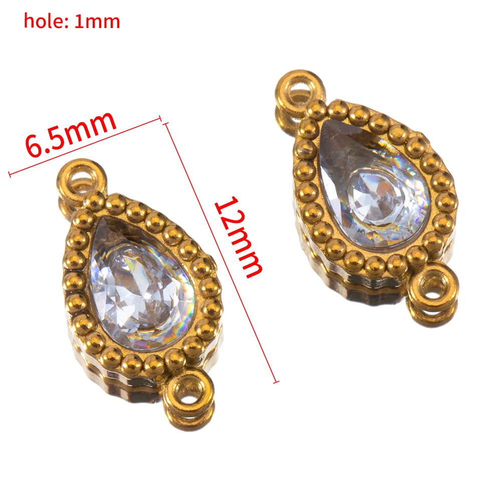 

10pcs Crystal Waterdrop Square Charm 2 Holes Bracelet Connector Stainless Steel Oval Pendant Necklace Earring DIY Jewelry Making 10pcs