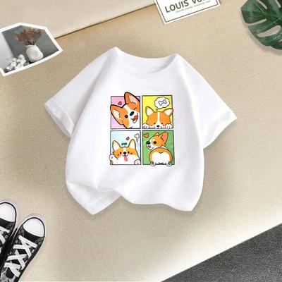 Kinder T-Shirt Niedliche Tiere Gedruckt Kinder 100% Baumwolle Oberteile 2-13J Locker Geschnitten Lässig O-Ausschnitt Kurzarm T-Shirt